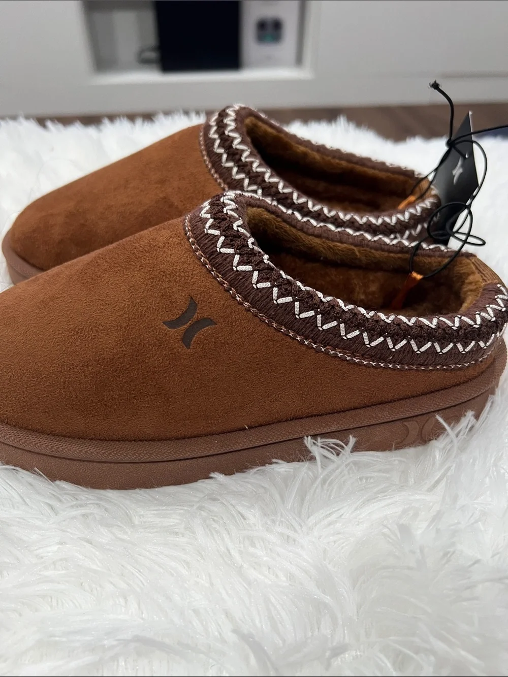 Hurley Men's Chestnut Brown Suede Slip-On Mules